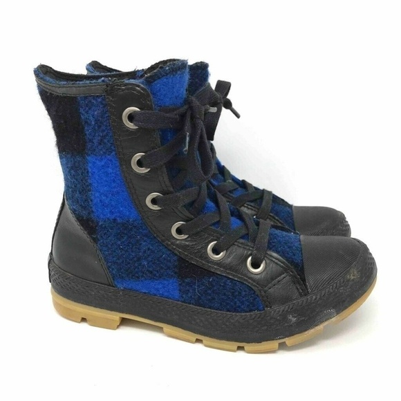 Converse Woolrich Boys Ankle Boots Blue Black 4.5 - Picture 1 of 8